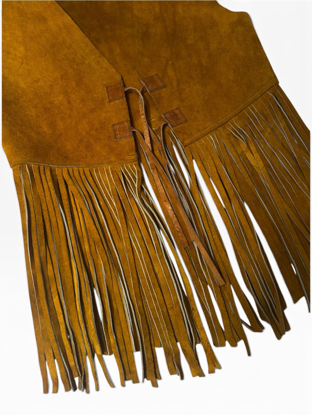 Vintage Genuine Suede Western Fringe Vest Tan Brown Boho Festival Hippie XS/S - Picture 3 of 7